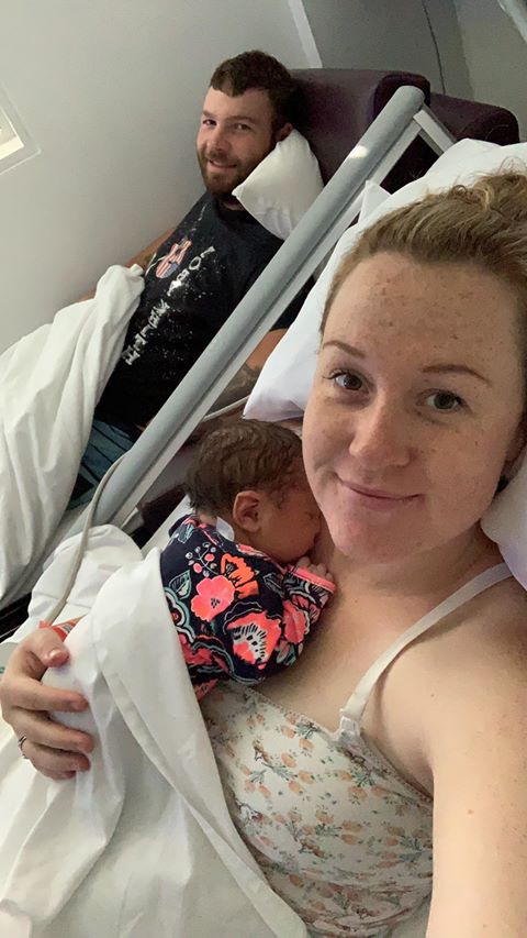Hypnobubs Mum Steph holding her newborn baby