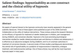 Salient findings: hypnotizability as core construct and the clinical utility of hypnosis