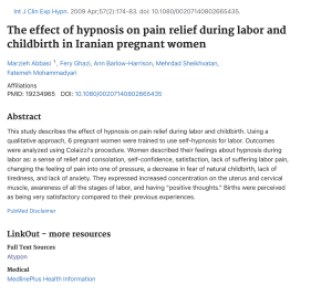 PubMed - The effect of hypnosis on pain relief during labor and childbirth in Iranian pregnant women - PubMed