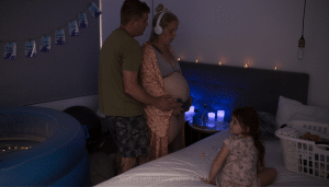 women listening to hypnobirthing music during labour