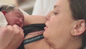 Mum with newborn baby after birth 